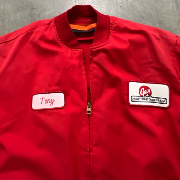 Red Zip-Up Jacket with Patches - Picture 2 of 6